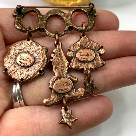 Vintage TARATATA Circus Brooch Pin Signed France Rare - Picture 3 of 7